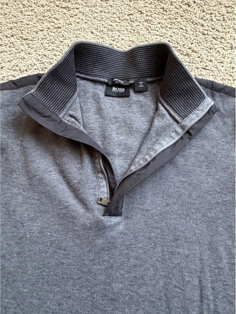 Men's Hugo Boss Sydney 55 Half Zip Pullover Long Sleeve Sweater Medium Dark Gray
